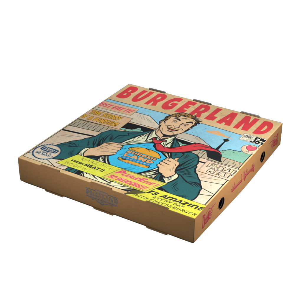 جعبه پیتزا چهارضلعی دو تکه گالری ۱
