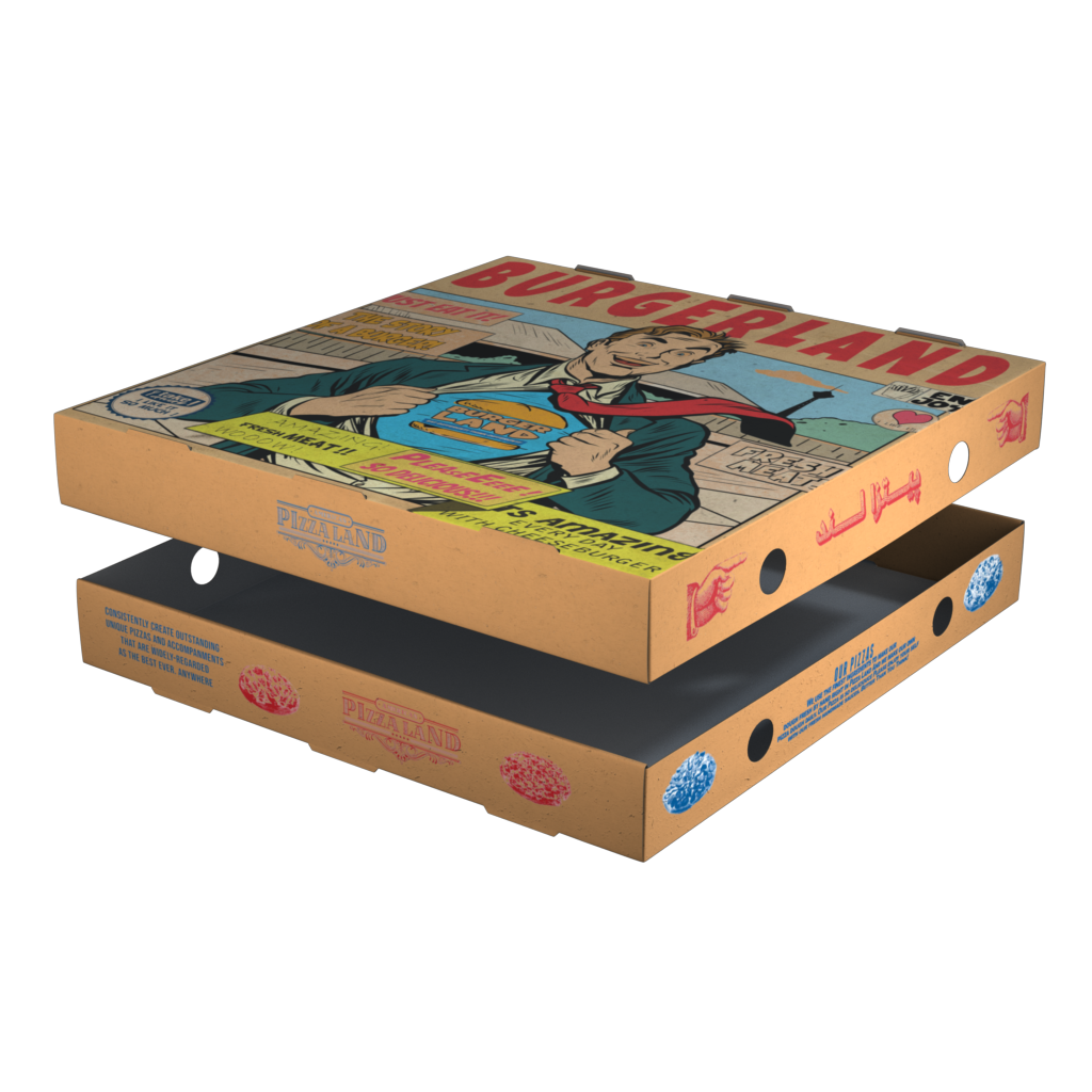 جعبه پیتزا چهارضلعی دو تکه گالری ۲
