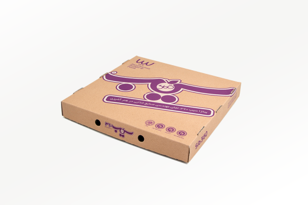 نمونه تولید جعبه پیتزا چهارضلعی دو تکه ۱۸